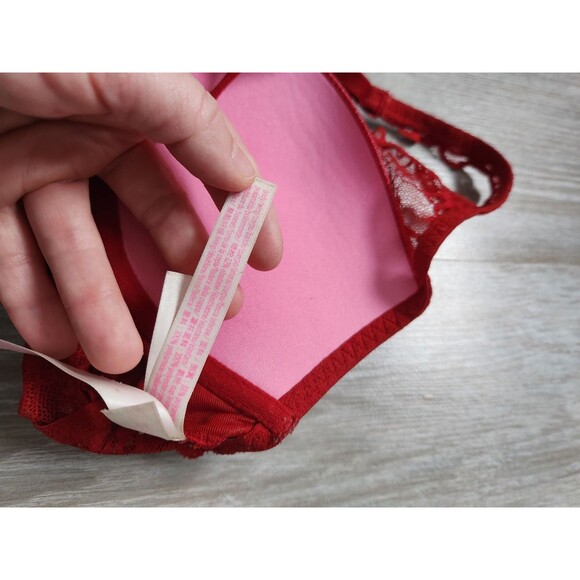 Victoria's Secret PINK Pushup Bralette Deep Red Lace Overlay Pullover Sz S EUC - Picture 8 of 8